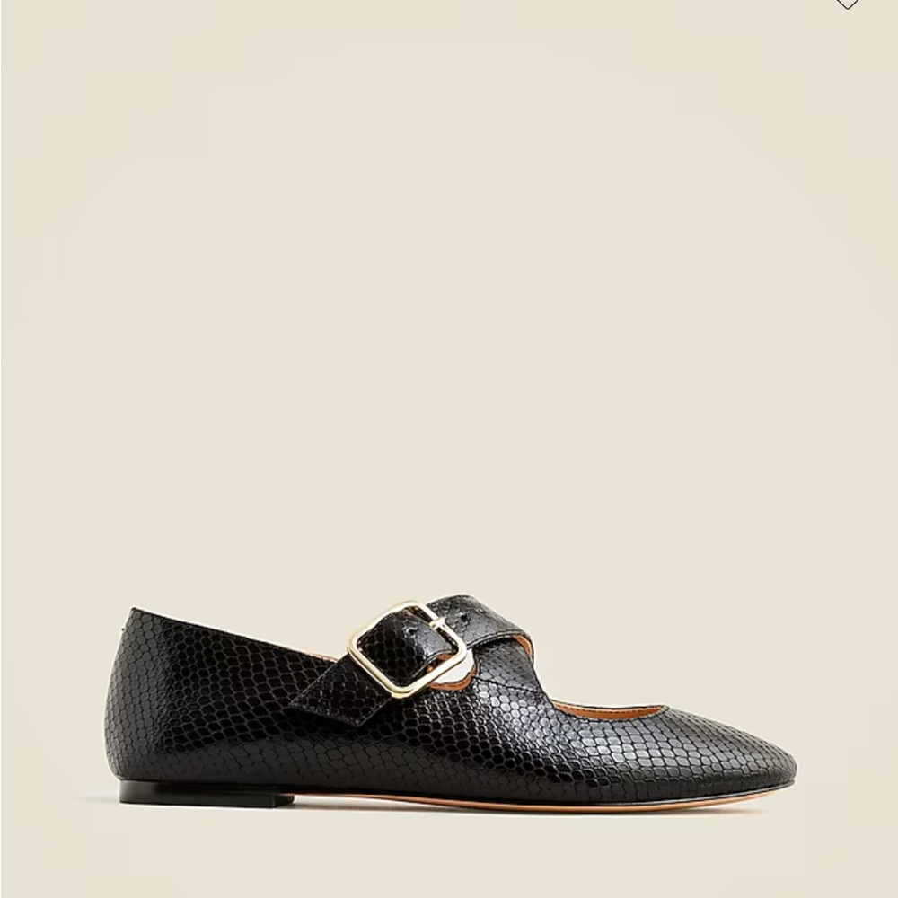 J. Crew Black Textured Flats with Gold Buckle - Picture 3 of 4